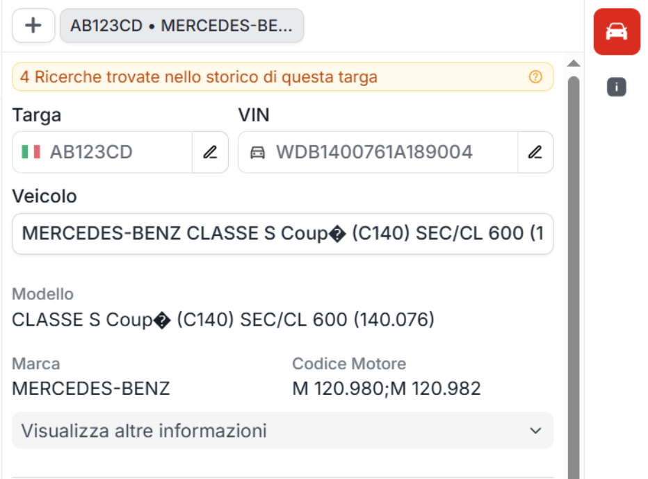 Funzione Quoting24 per ricerca targa, telaio e spaccati veicolo nelle richieste ricambi auto da meccanici e officine